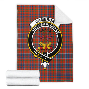 Cameron of Lochiel Ancient Tartan Blanket with Family Crest