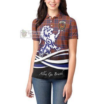 Cameron of Lochiel Ancient Tartan Women's Polo Shirt with Alba Gu Brath Regal Lion Emblem