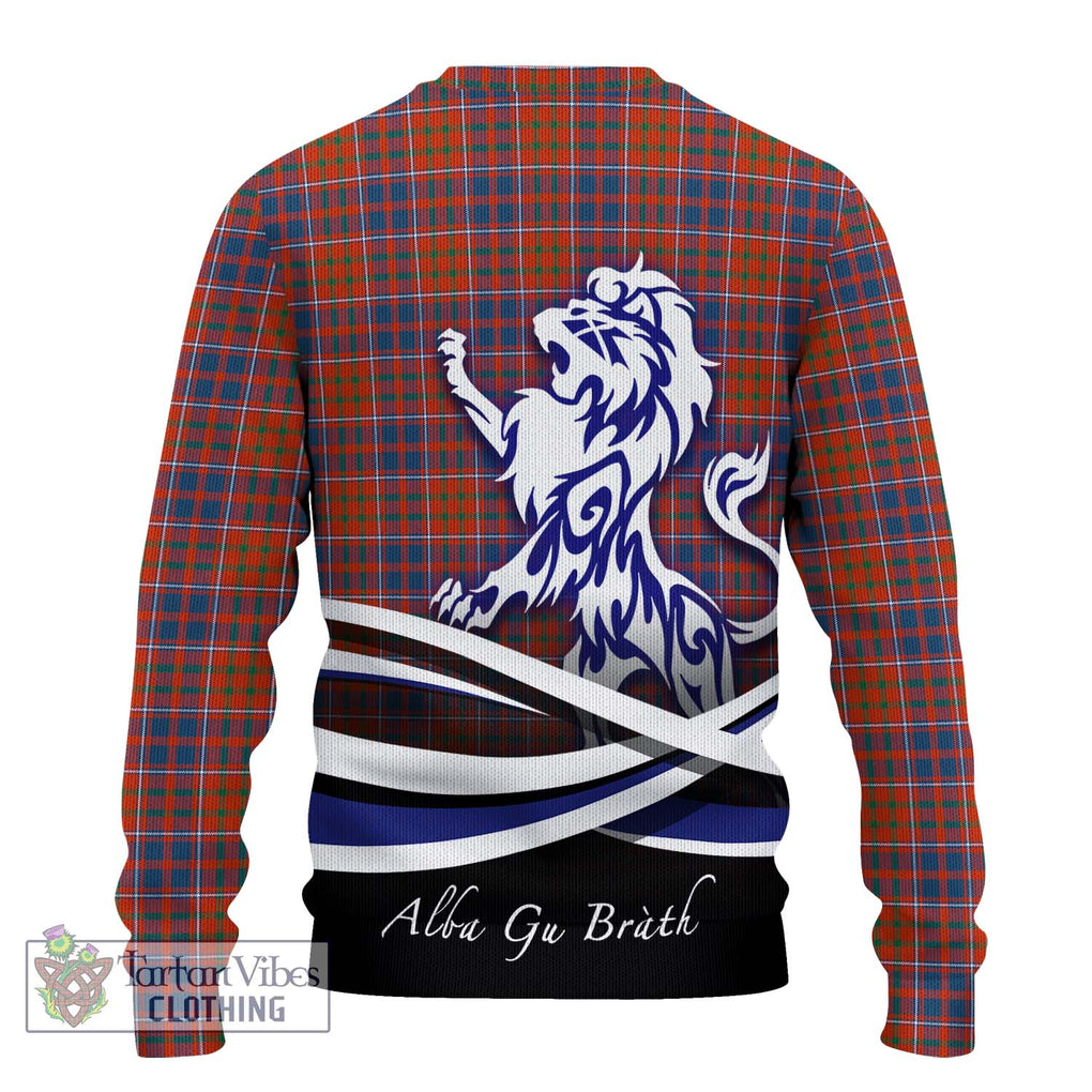 Cameron of Lochiel Ancient Tartan Knitted Sweater with Alba Gu Brath Regal Lion Emblem - Tartanvibesclothing Shop