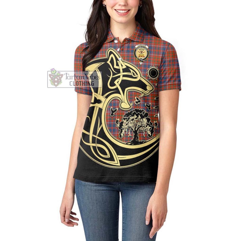 Cameron of Lochiel Ancient Tartan Women's Polo Shirt with Family Crest Celtic Wolf Style - Tartanvibesclothing Shop