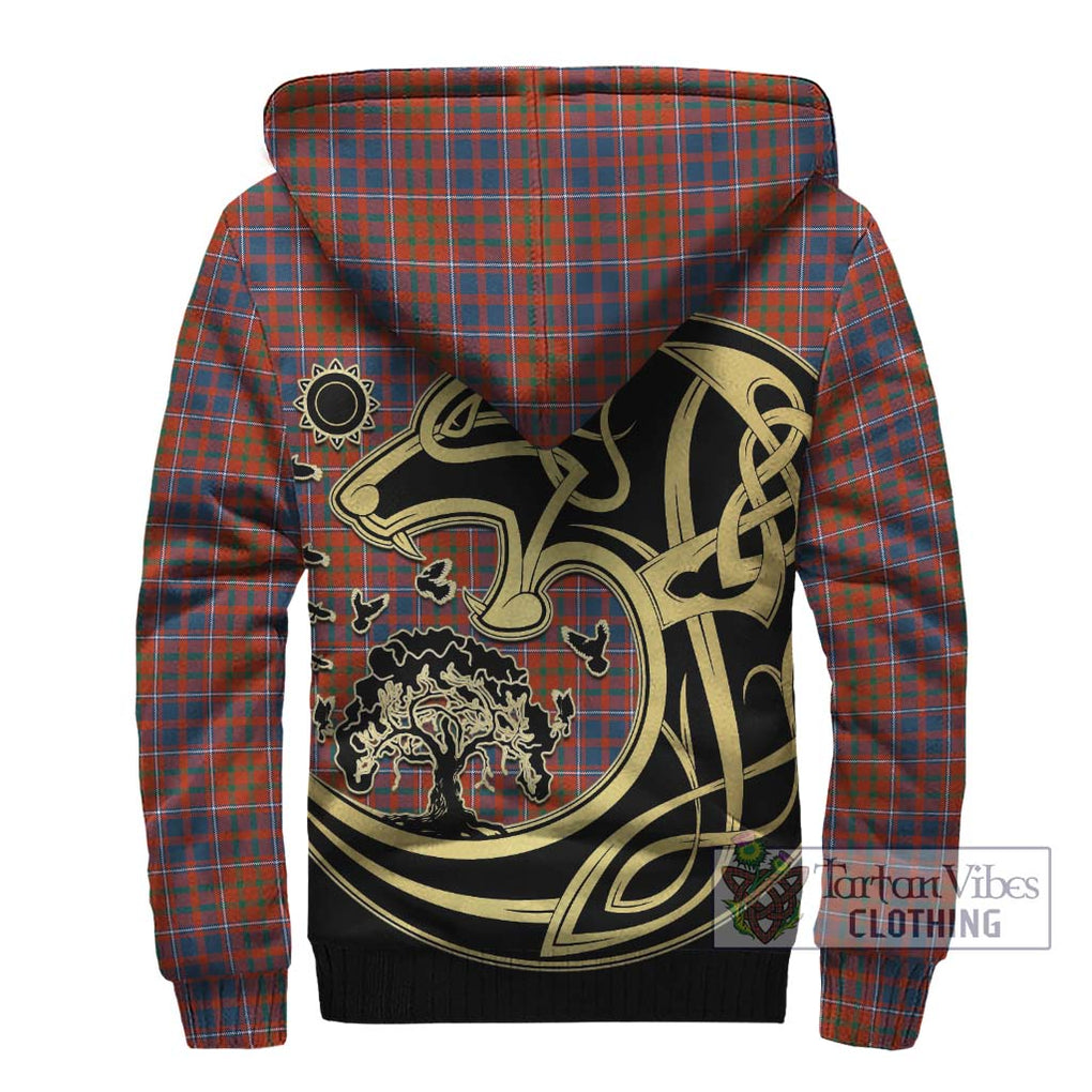 Cameron of Lochiel Ancient Tartan Sherpa Hoodie with Family Crest Celtic Wolf Style - Tartan Vibes Clothing