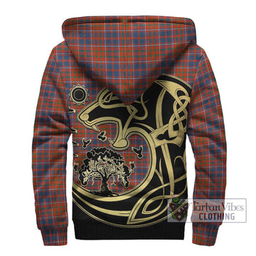 Cameron of Lochiel Ancient Tartan Sherpa Hoodie with Family Crest Celtic Wolf Style