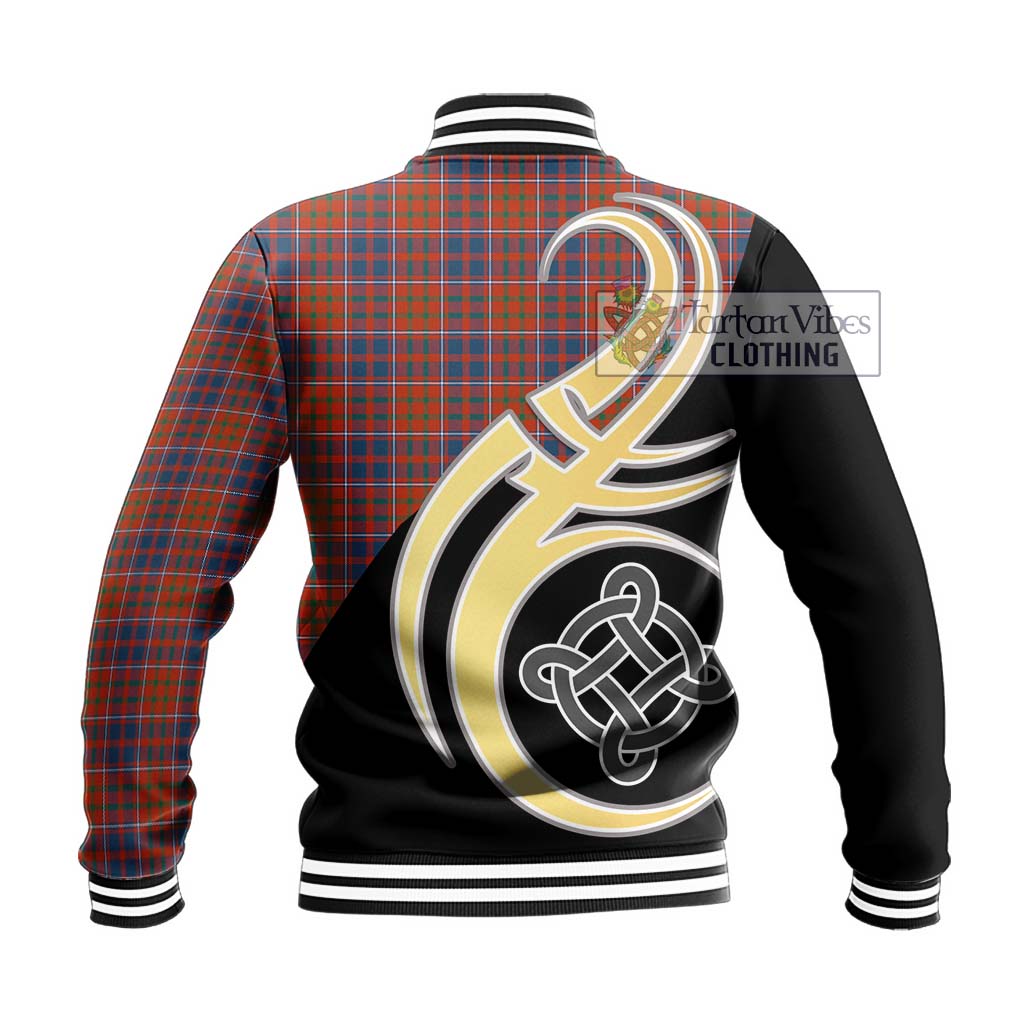 Cameron of Lochiel Ancient Tartan Baseball Jacket with Family Crest and Celtic Symbol Style - Tartan Vibes Clothing