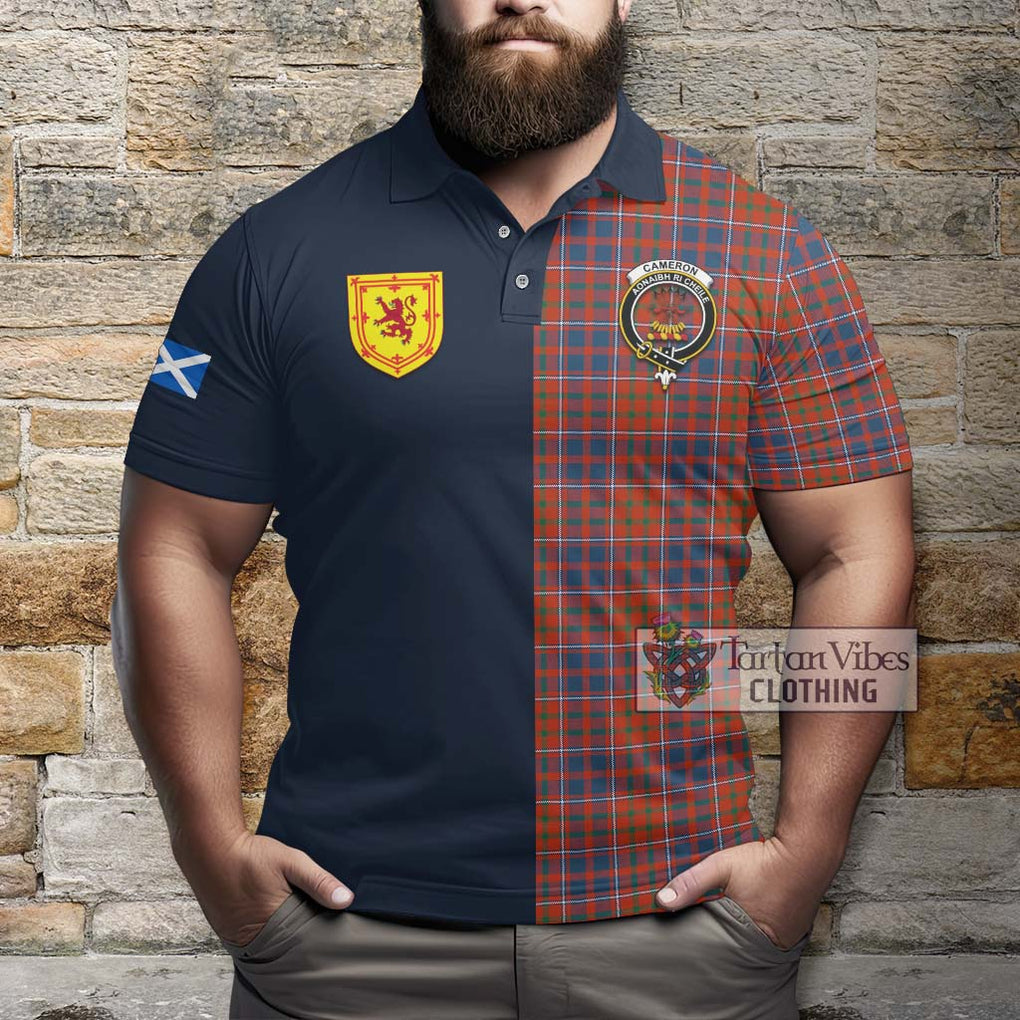 Tartan Vibes Clothing Cameron of Lochiel Ancient Tartan Polo Shirt with Scottish Lion Royal Arm Half Style