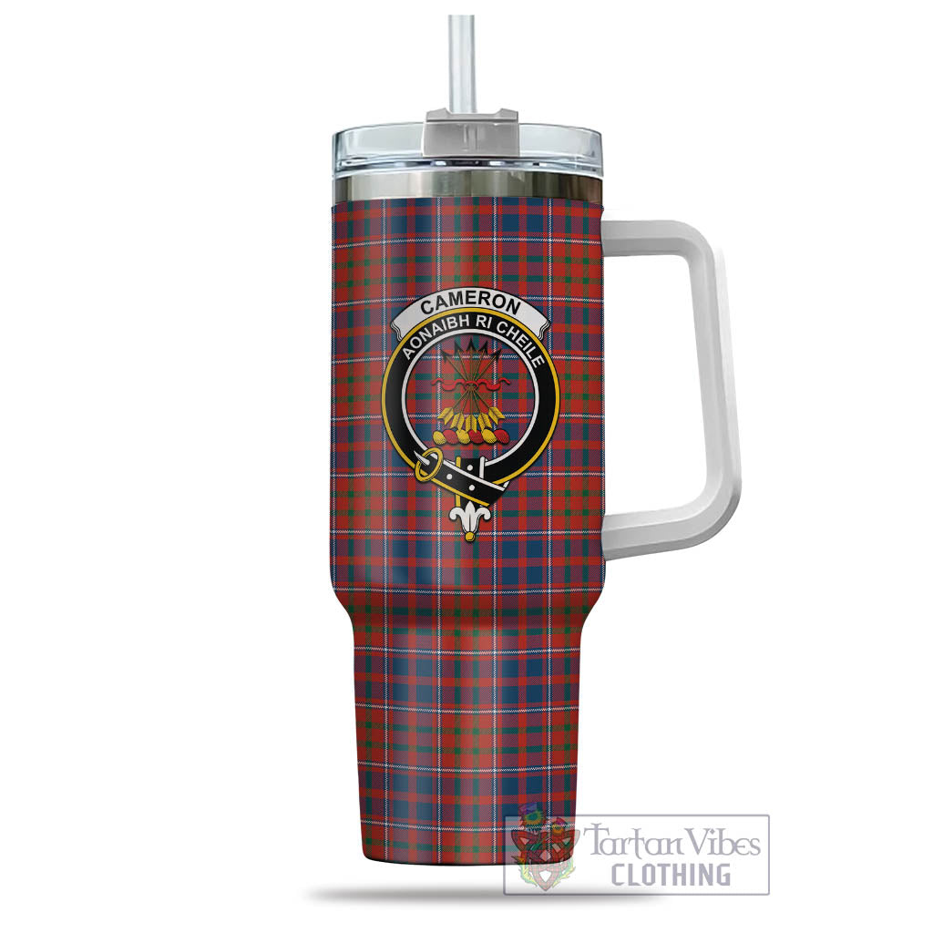 Tartan Vibes Clothing Cameron of Lochiel Ancient Tartan and Family Crest Tumbler with Handle