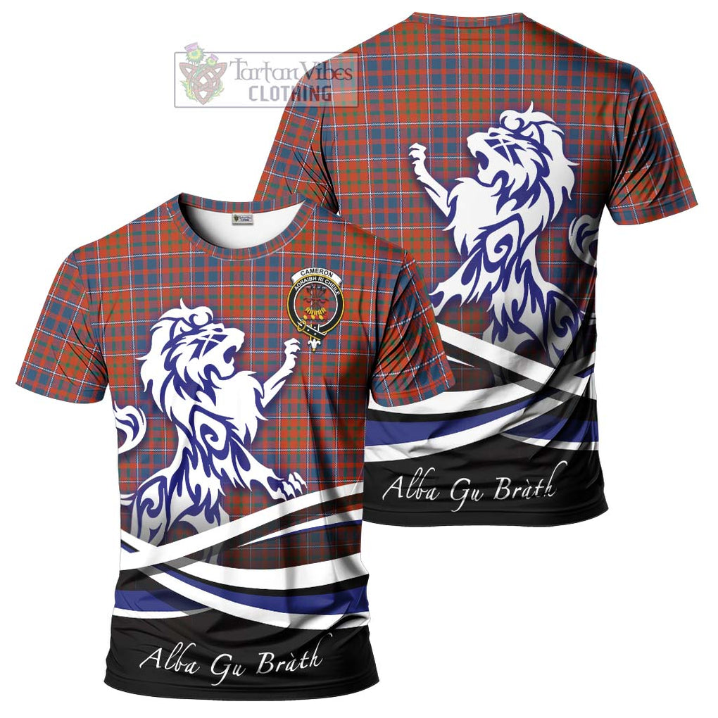 Tartan Vibes Clothing Cameron of Lochiel Ancient Tartan Cotton T-shirt with Alba Gu Brath Regal Lion Emblem