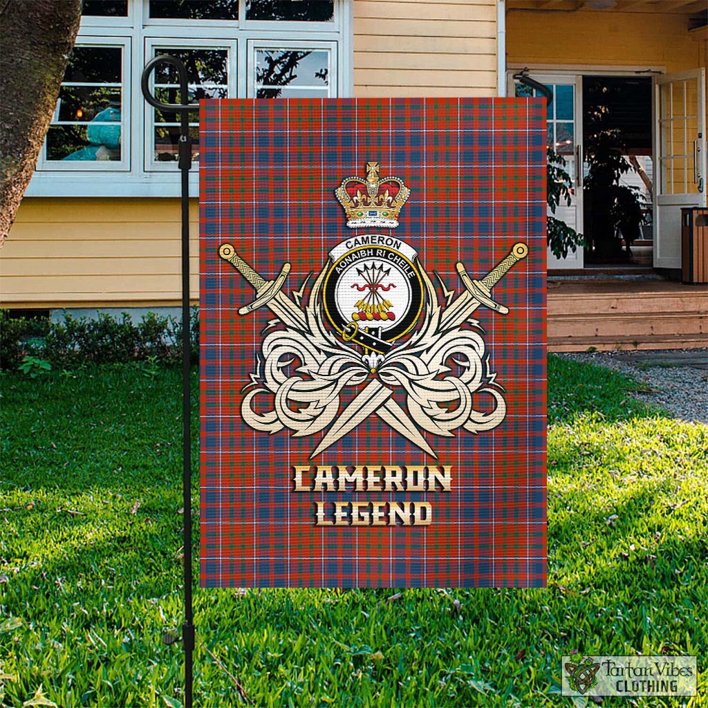 Tartan Vibes Clothing Cameron of Lochiel Ancient Tartan Flag with Clan Crest and the Golden Sword of Courageous Legacy