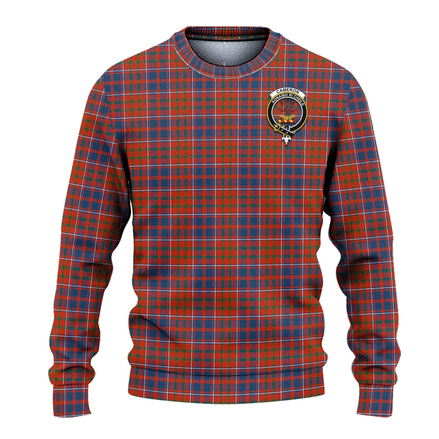 Cameron of Lochiel Ancient Tartan Knitted Sweater with Family Crest - Tartanvibesclothing