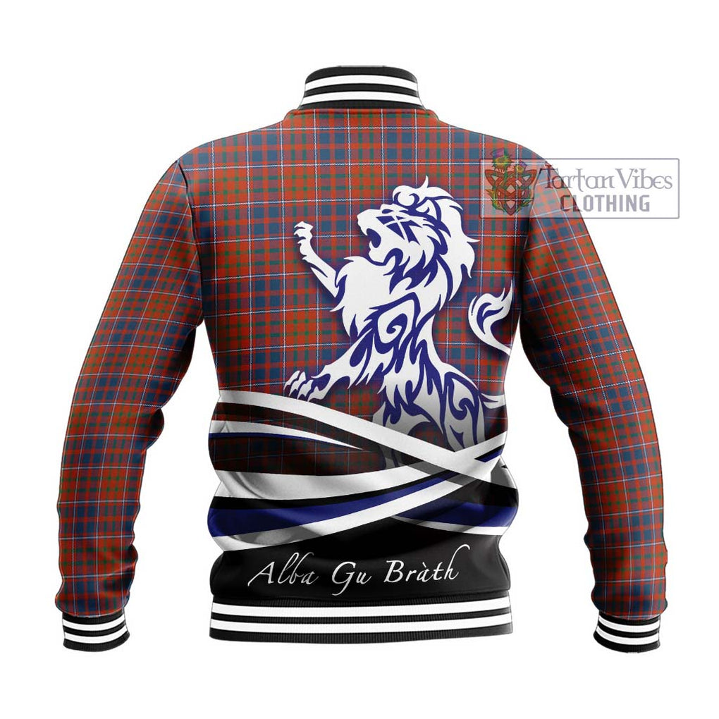 Cameron of Lochiel Ancient Tartan Baseball Jacket with Alba Gu Brath Regal Lion Emblem - Tartanvibesclothing Shop