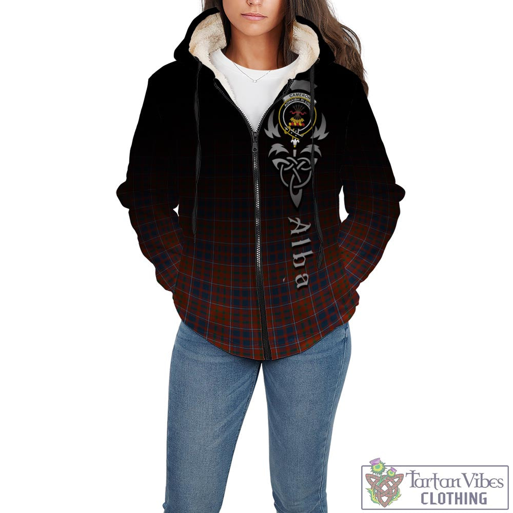 Tartan Vibes Clothing Cameron of Lochiel Ancient Tartan Sherpa Hoodie Featuring Alba Gu Brath Family Crest Celtic Inspired