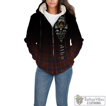 Cameron of Lochiel Ancient Tartan Sherpa Hoodie Featuring Alba Gu Brath Family Crest Celtic Inspired