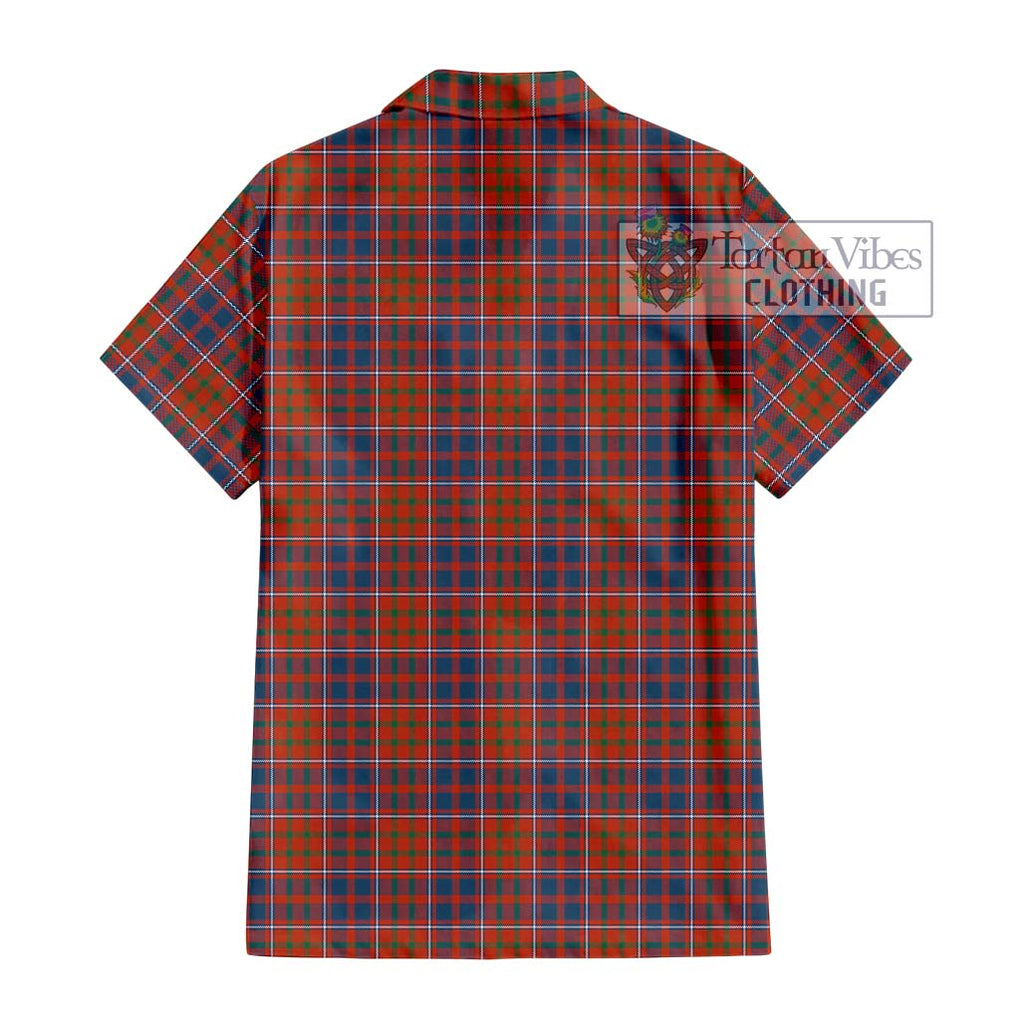 Cameron of Lochiel Ancient Tartan Short Sleeve Button Shirt with Family Crest DNA In Me Style - Tartanvibesclothing Shop