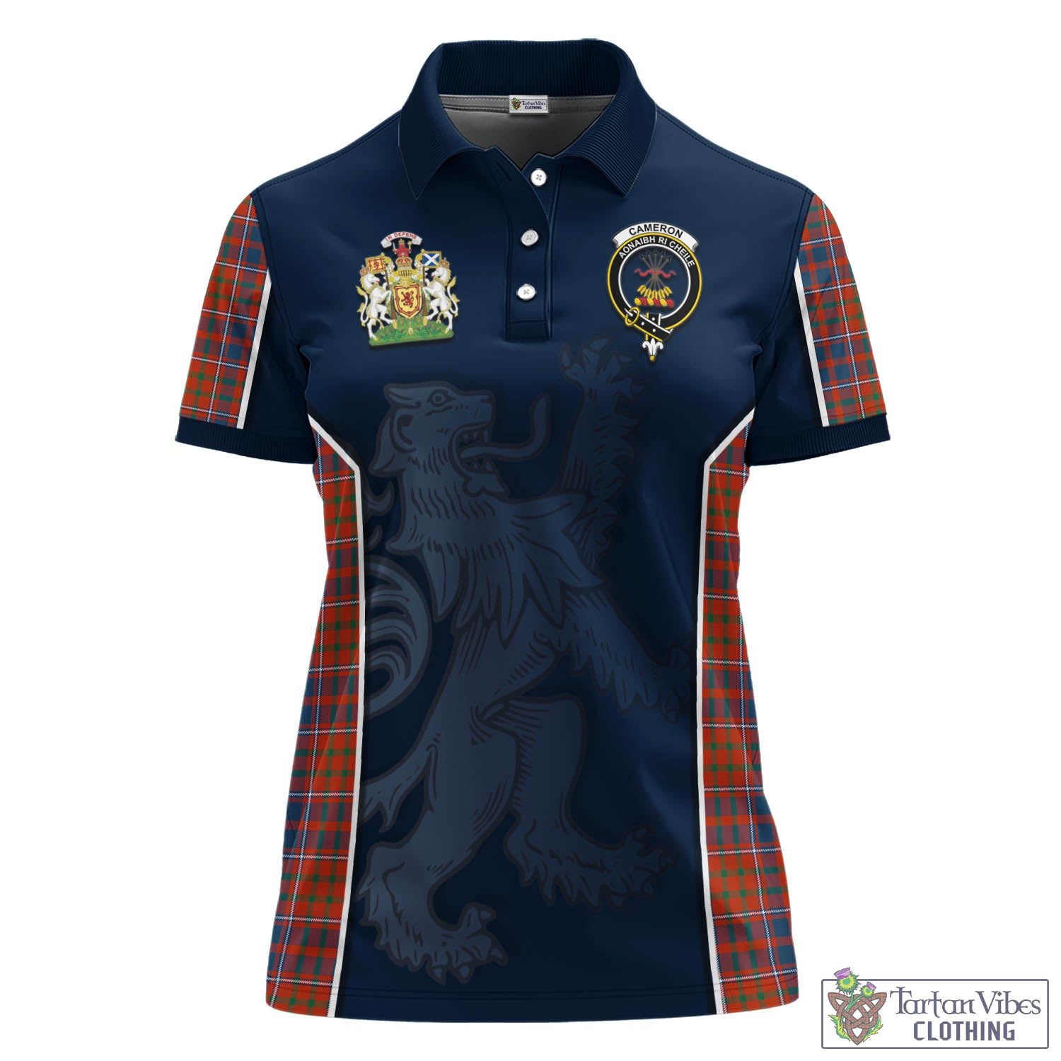 Tartan Vibes Clothing Cameron of Lochiel Ancient Tartan Women's Polo Shirt with Family Crest and Lion Rampant Vibes Sport Style