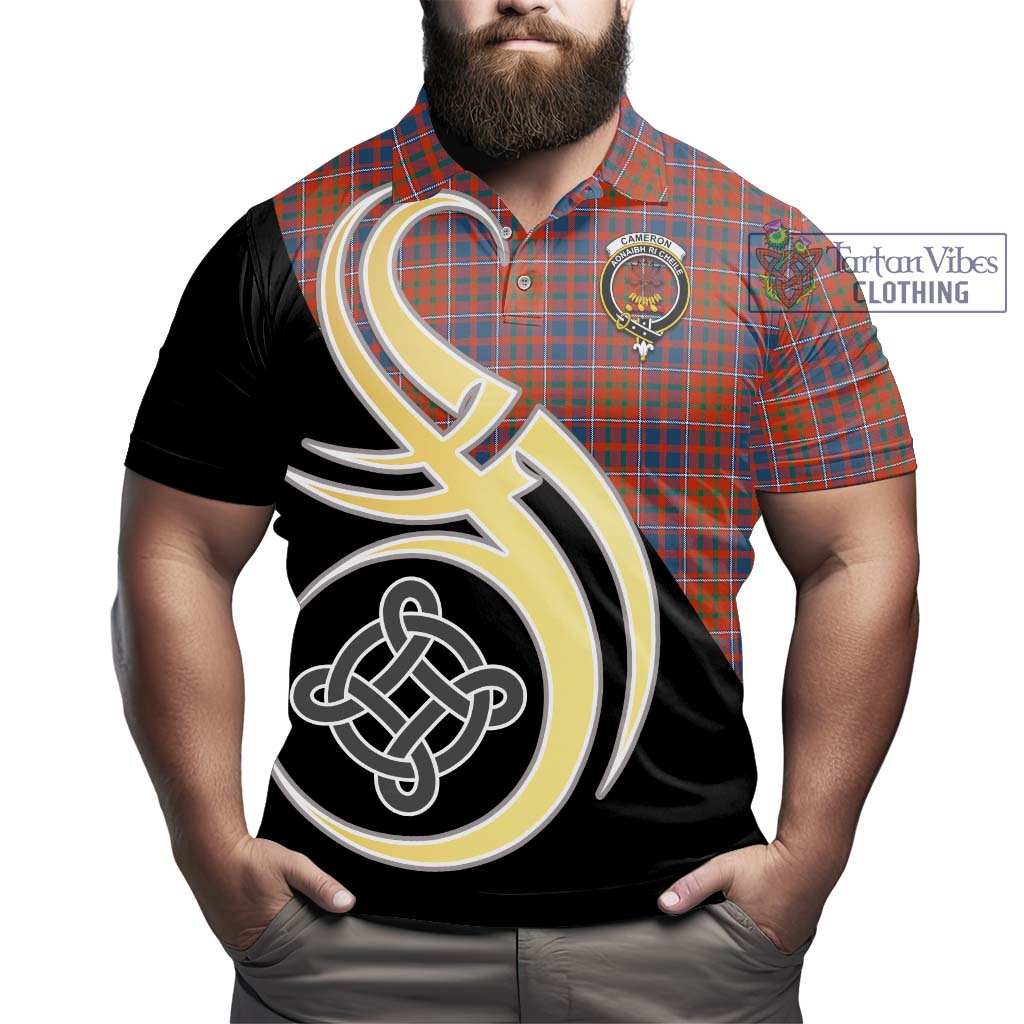 Cameron of Lochiel Ancient Tartan Polo Shirt with Family Crest and Celtic Symbol Style - Tartan Vibes Clothing