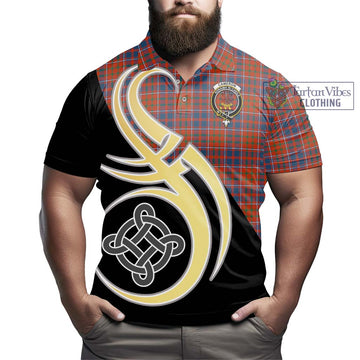 Cameron of Lochiel Ancient Tartan Polo Shirt with Family Crest and Celtic Symbol Style