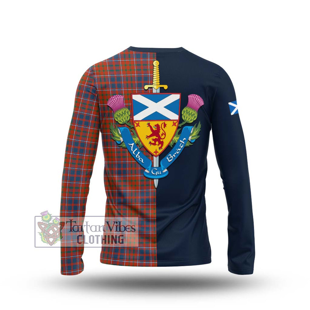 Tartan Vibes Clothing Cameron of Lochiel Ancient Tartan Long Sleeve T-Shirt with Scottish Lion Royal Arm Half Style