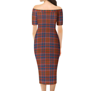 Cameron of Lochiel Ancient Tartan Off Shoulder Lady Dress