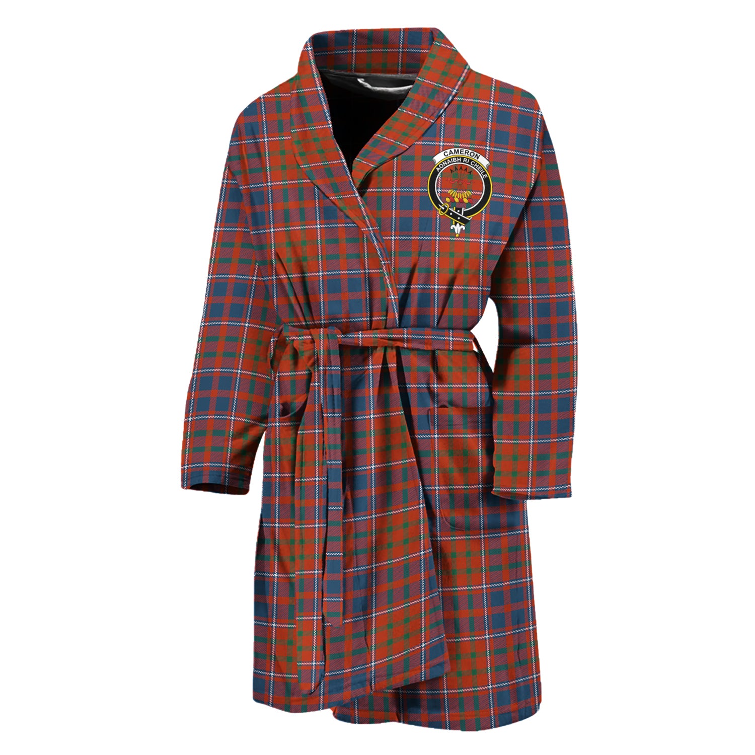 Cameron of Lochiel Ancient Tartan Bathrobe with Family Crest Unisex M - Tartan Vibes Clothing