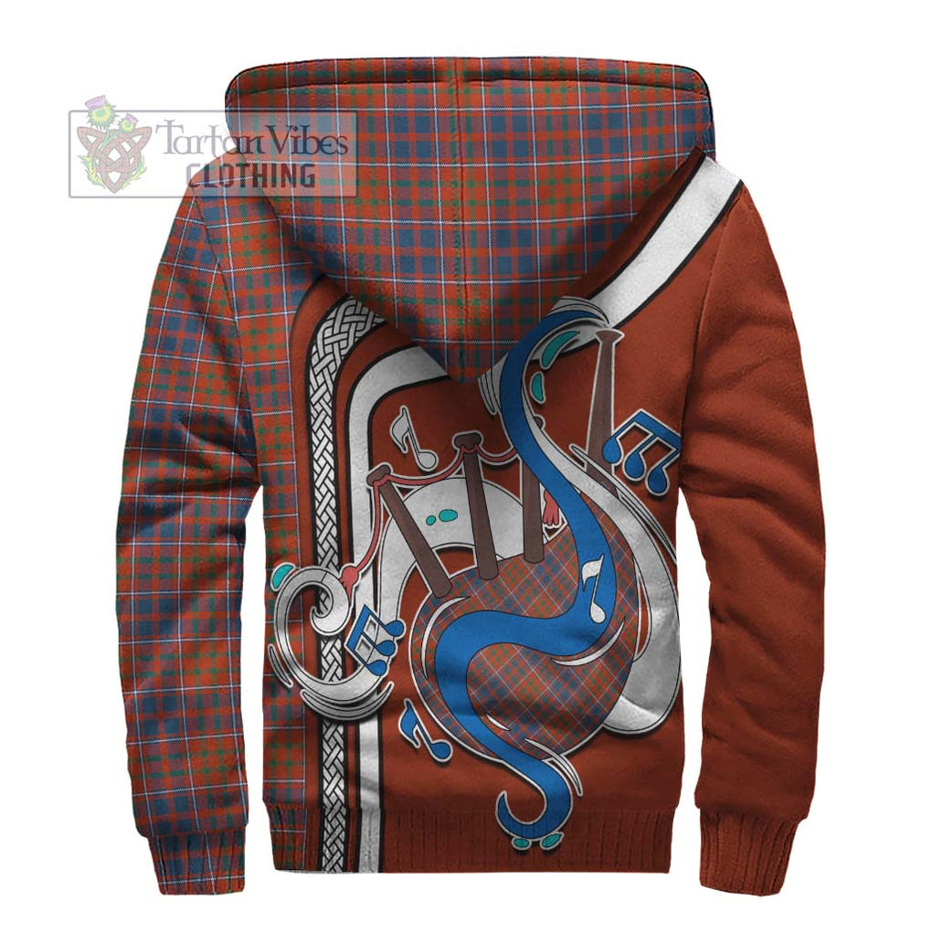 Cameron of Lochiel Ancient Tartan Sherpa Hoodie with Epic Bagpipe Style - Tartanvibesclothing Shop