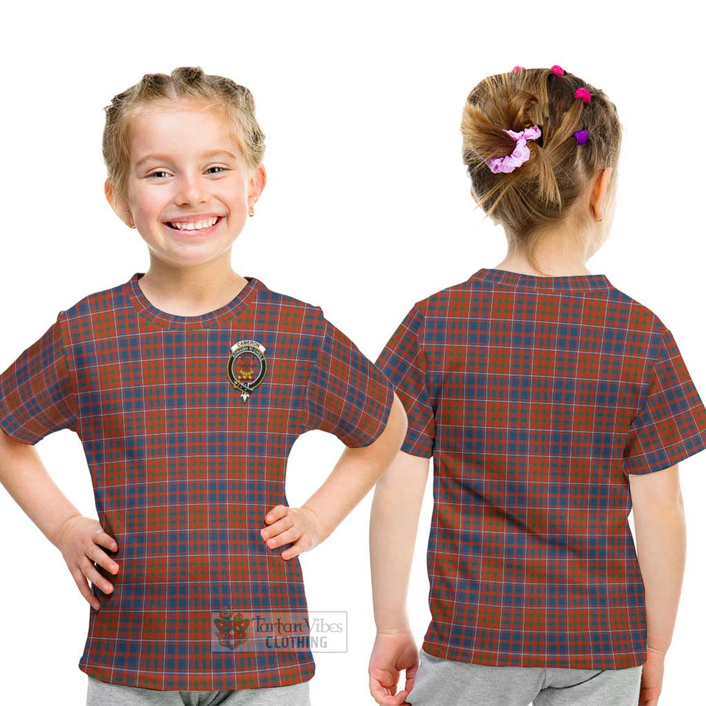 Cameron of Lochiel Ancient Tartan Kid T-Shirt with Family Crest - Tartanvibesclothing Shop