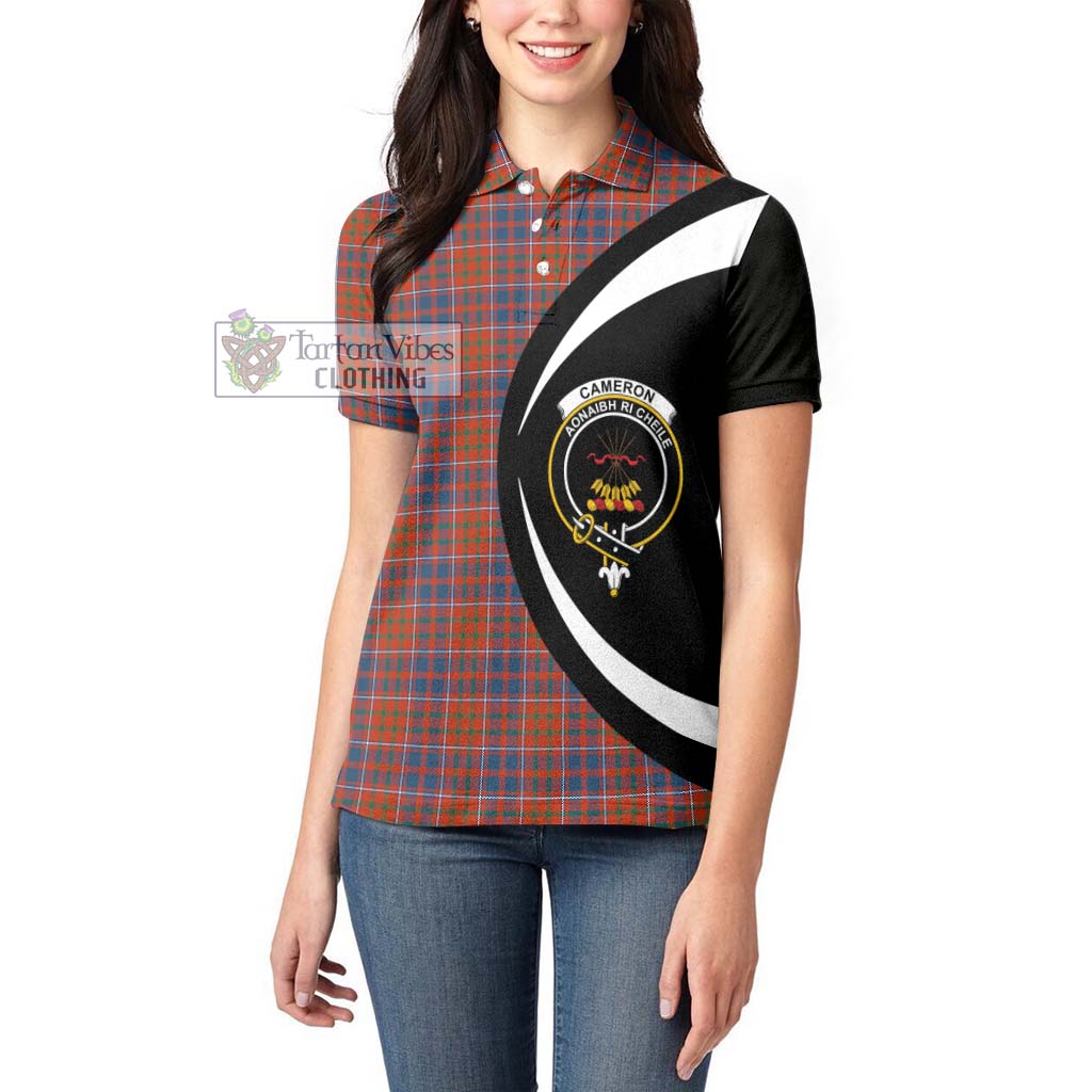 Cameron of Lochiel Ancient Tartan Women's Polo Shirt with Family Crest Circle Style - Tartan Vibes Clothing