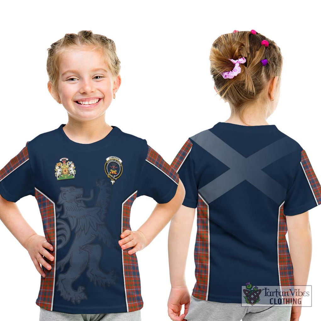 Cameron of Lochiel Ancient Tartan Kid T-Shirt with Family Crest and Lion Rampant Vibes Sport Style - Tartan Vibes Clothing