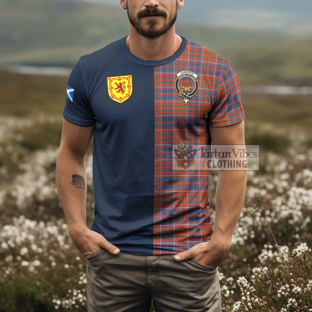 Tartan Vibes Clothing Cameron of Lochiel Ancient Tartan T-Shirt Alba with Scottish Lion Royal Arm Half Style