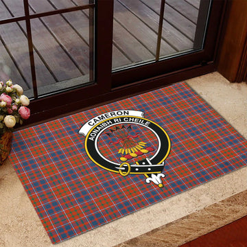 Cameron of Lochiel Ancient Tartan Door Mat with Family Crest