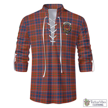 Cameron of Lochiel Ancient Tartan Men's Scottish Traditional Jacobite Ghillie Kilt Shirt with Family Crest