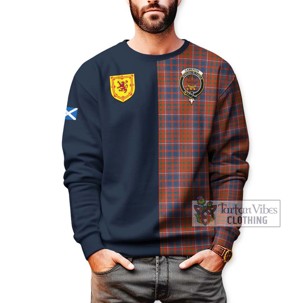 Tartan Vibes Clothing Cameron of Lochiel Ancient Tartan Sweatshirt with Scottish Lion Royal Arm Half Style