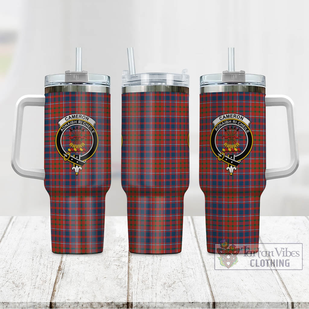 Tartan Vibes Clothing Cameron of Lochiel Ancient Tartan and Family Crest Tumbler with Handle