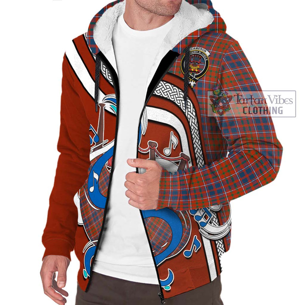 Cameron of Lochiel Ancient Tartan Sherpa Hoodie with Epic Bagpipe Style Unisex - Tartanvibesclothing Shop