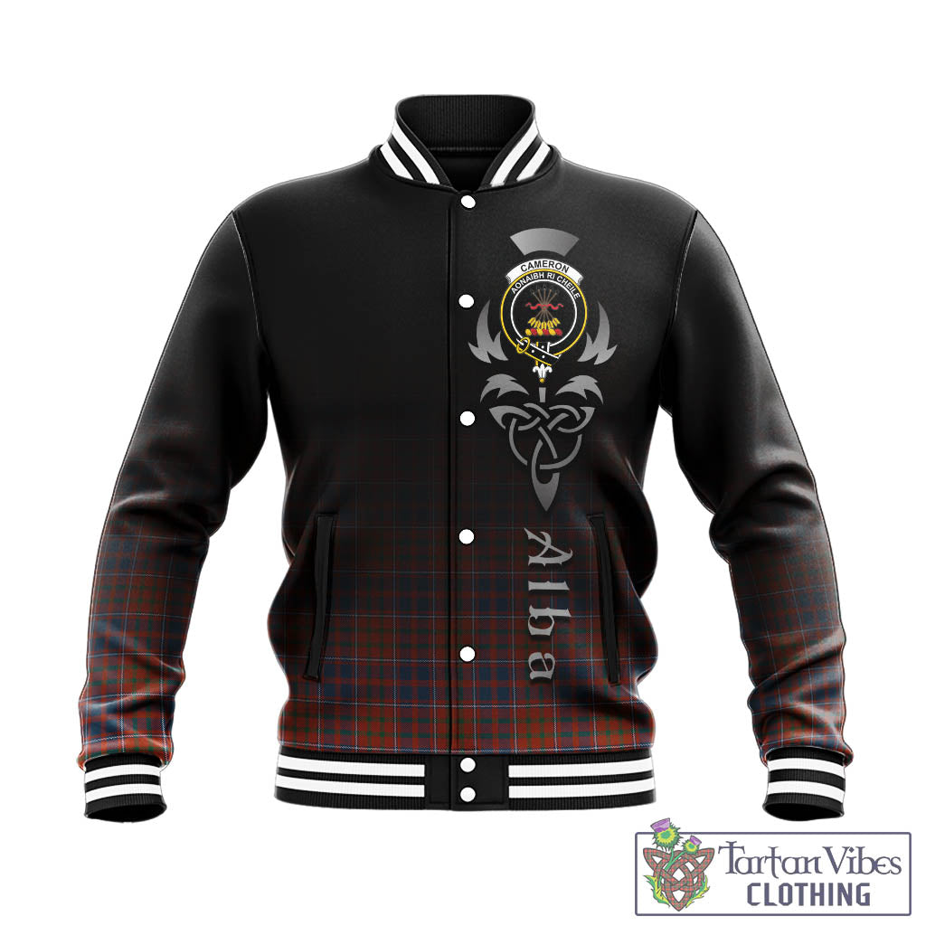 Tartan Vibes Clothing Cameron of Lochiel Ancient Tartan Baseball Jacket Featuring Alba Gu Brath Family Crest Celtic Inspired