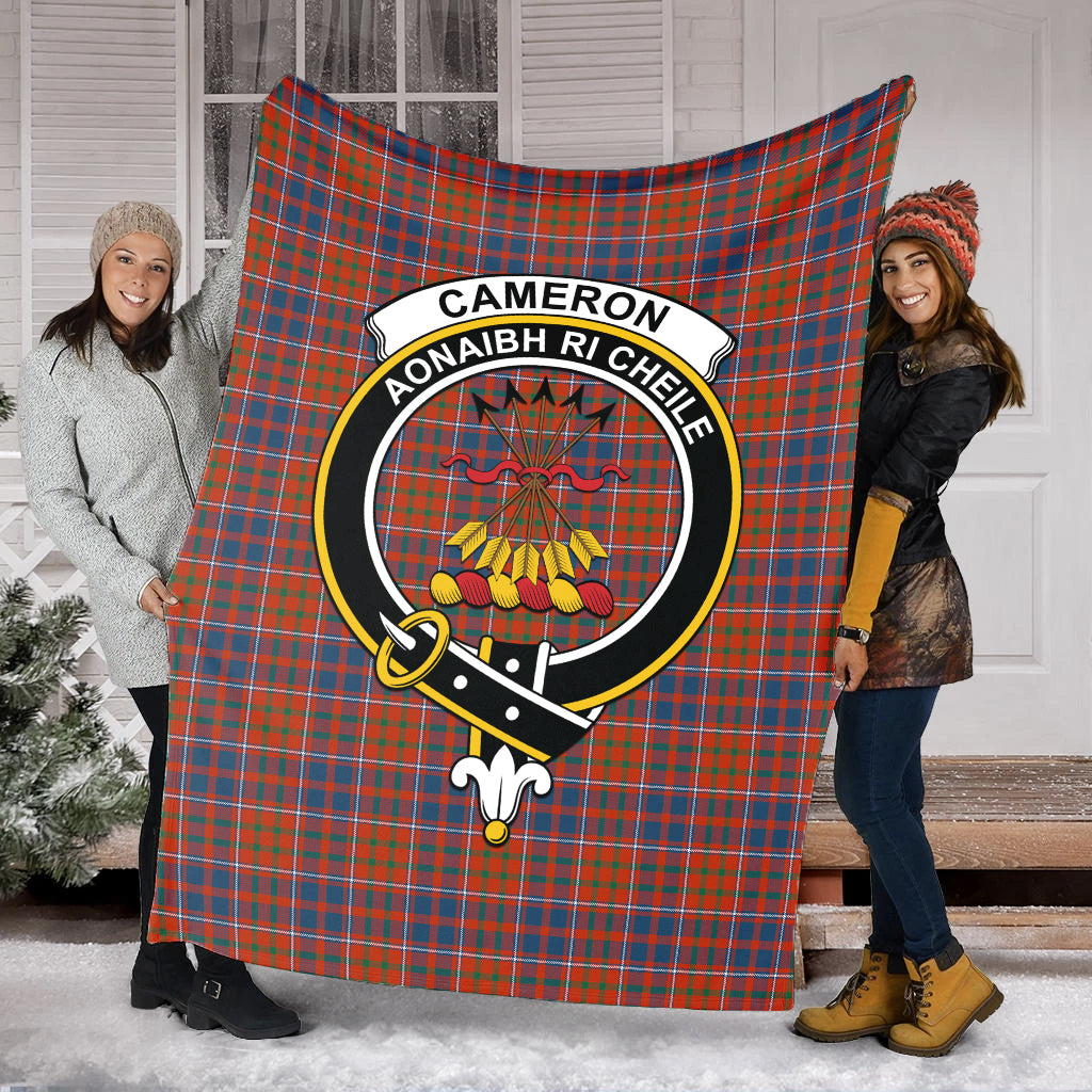 Cameron of Lochiel Ancient Tartan Blanket with Family Crest - Tartan Vibes Clothing