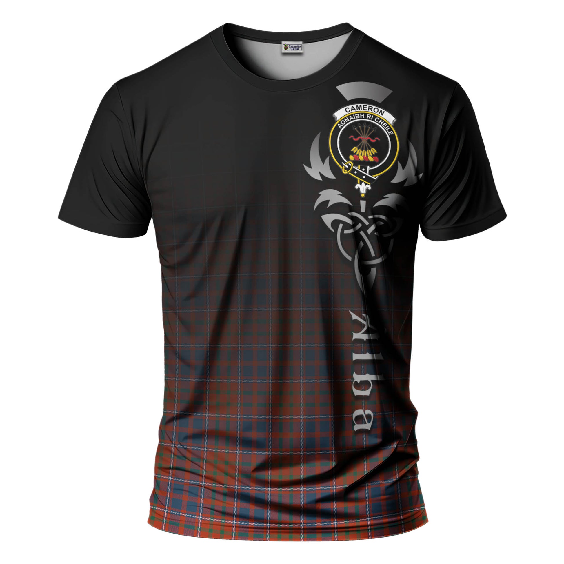 Tartan Vibes Clothing Cameron of Lochiel Ancient Tartan T-Shirt Featuring Alba Gu Brath Family Crest Celtic Inspired