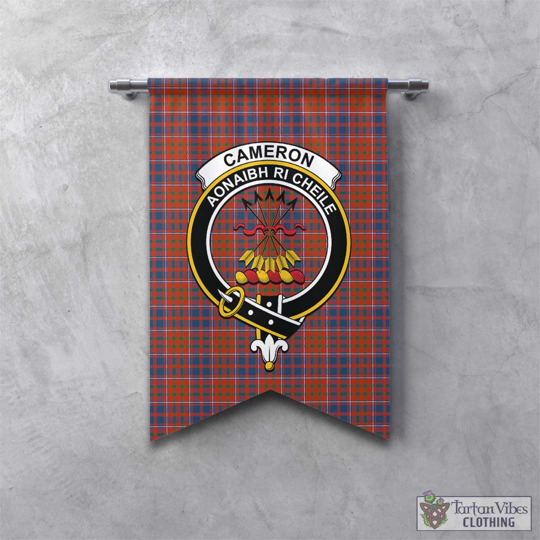 Tartan Vibes Clothing Cameron of Lochiel Ancient Tartan Gonfalon, Tartan Banner with Family Crest