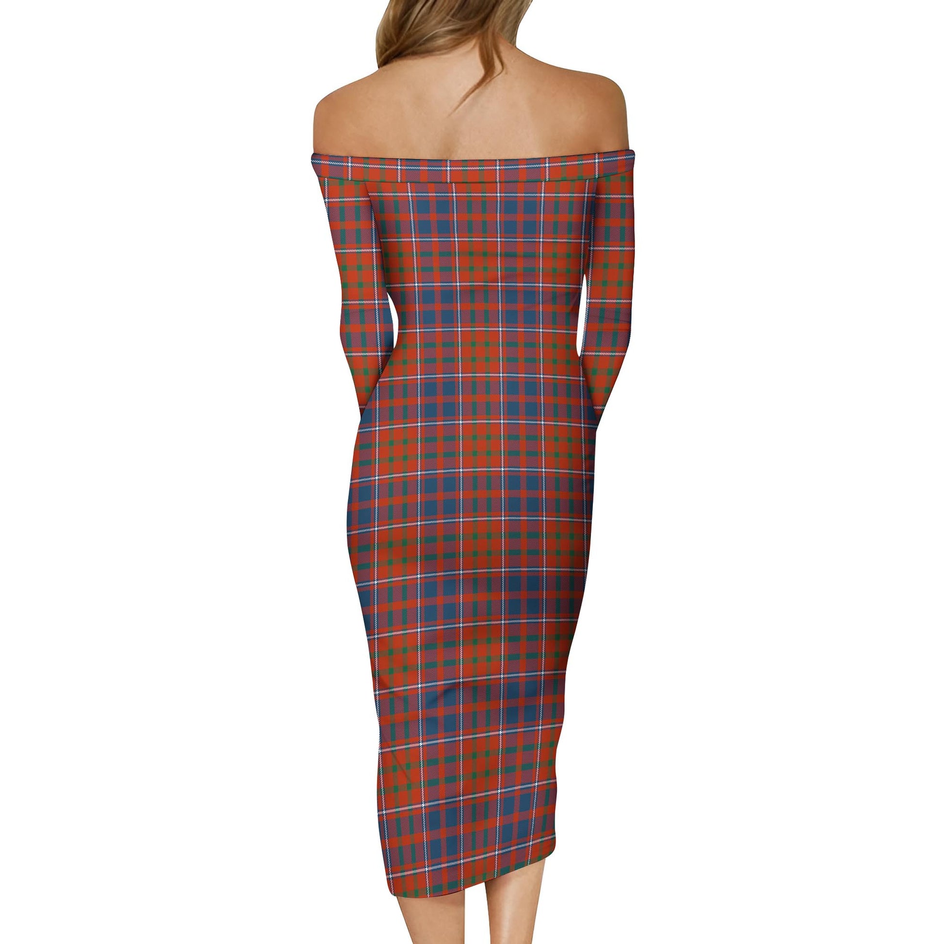 Cameron of Lochiel Ancient Tartan Off Shoulder Lady Dress - Tartanvibesclothing