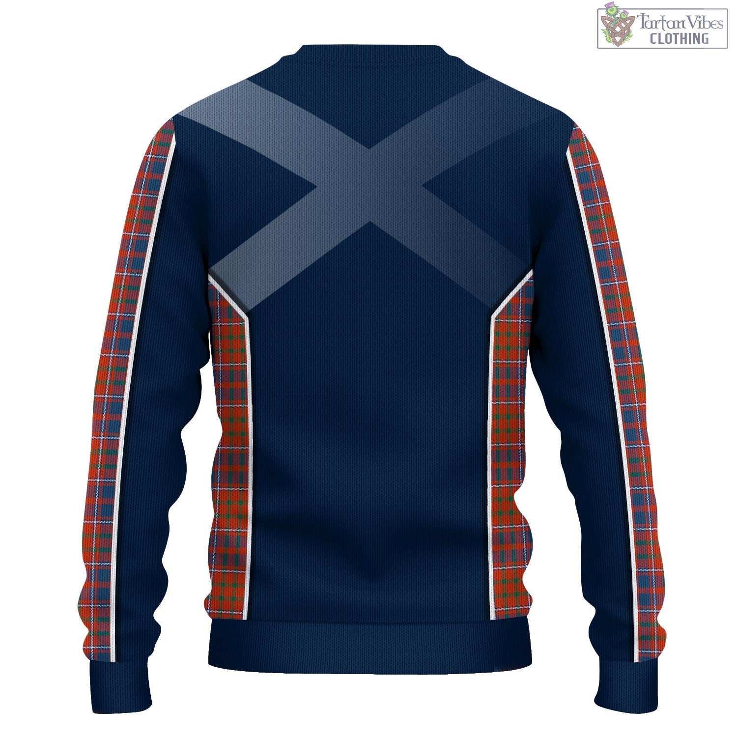 Tartan Vibes Clothing Cameron of Lochiel Ancient Tartan Knitted Sweatshirt with Family Crest and Scottish Thistle Vibes Sport Style