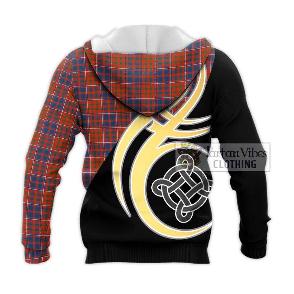 Cameron of Lochiel Ancient Tartan Knitted Hoodie with Family Crest and Celtic Symbol Style - Tartan Vibes Clothing