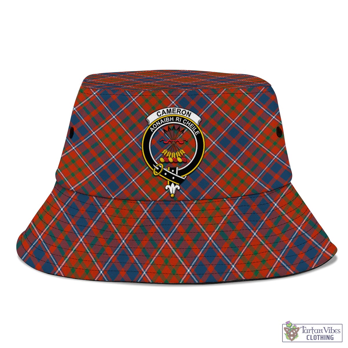 Tartan Vibes Clothing Cameron of Lochiel Ancient Tartan Bucket Hat with Family Crest