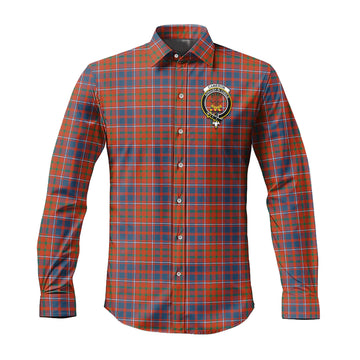 Cameron of Lochiel Ancient Tartan Long Sleeve Button Up Shirt with Family Crest