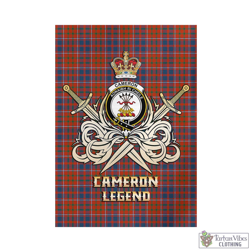 Tartan Vibes Clothing Cameron of Lochiel Ancient Tartan Flag with Clan Crest and the Golden Sword of Courageous Legacy