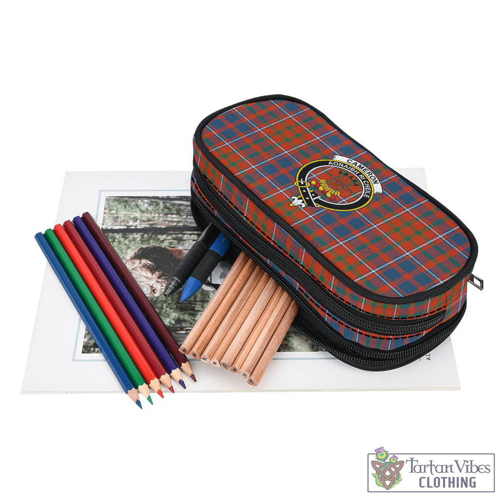 Tartan Vibes Clothing Cameron of Lochiel Ancient Tartan Pen and Pencil Case with Family Crest