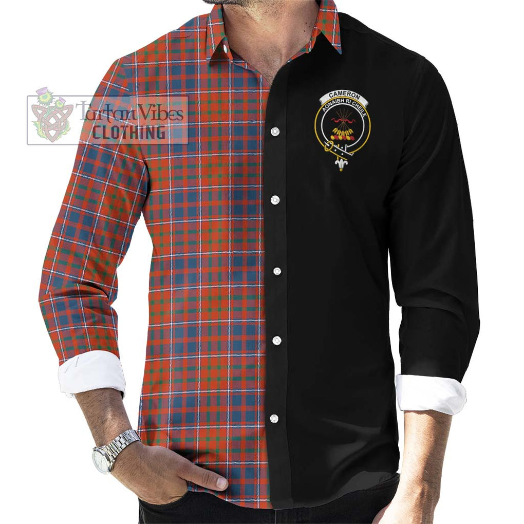 Cameron of Lochiel Ancient Tartan Long Sleeve Button Shirt with Family Crest and Half Of Me Style - Tartanvibesclothing Shop