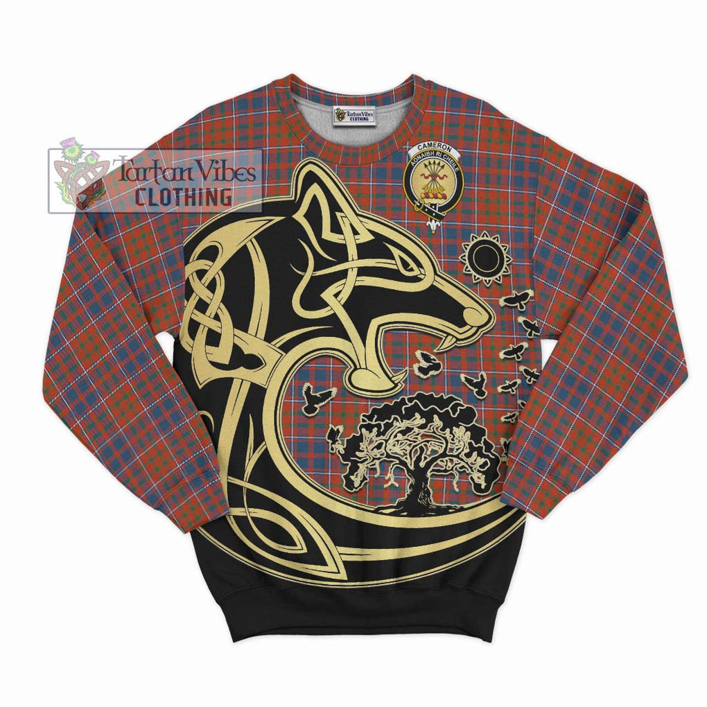 Cameron of Lochiel Ancient Tartan Sweatshirt with Family Crest Celtic Wolf Style - Tartan Vibes Clothing