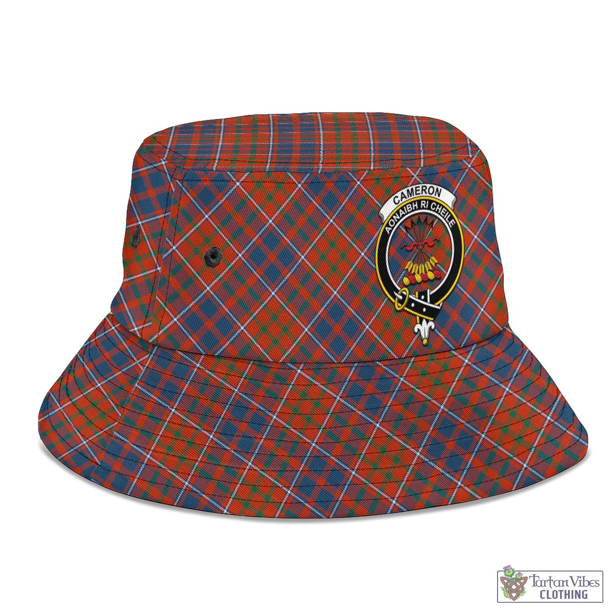 Tartan Vibes Clothing Cameron of Lochiel Ancient Tartan Bucket Hat with Family Crest