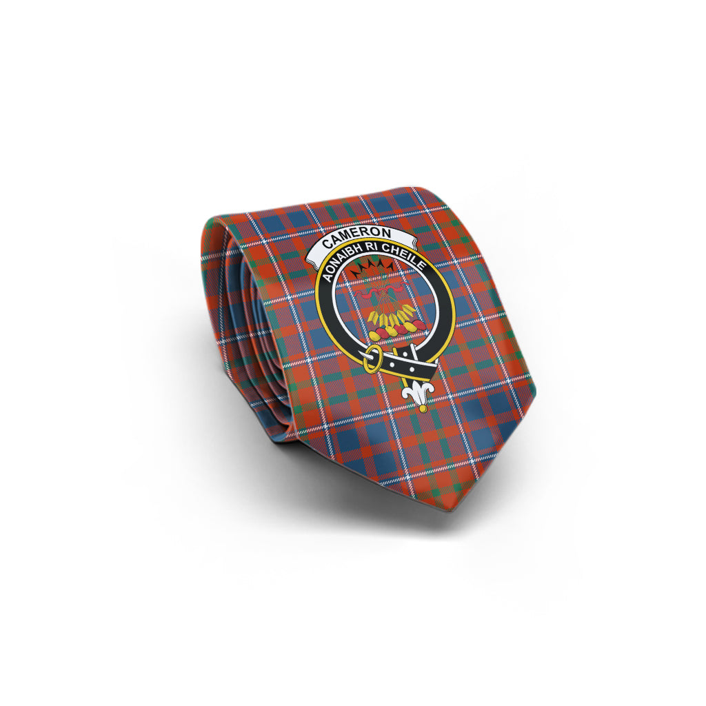 Cameron of Lochiel Ancient Tartan Classic Necktie with Family Crest - Tartan Vibes Clothing