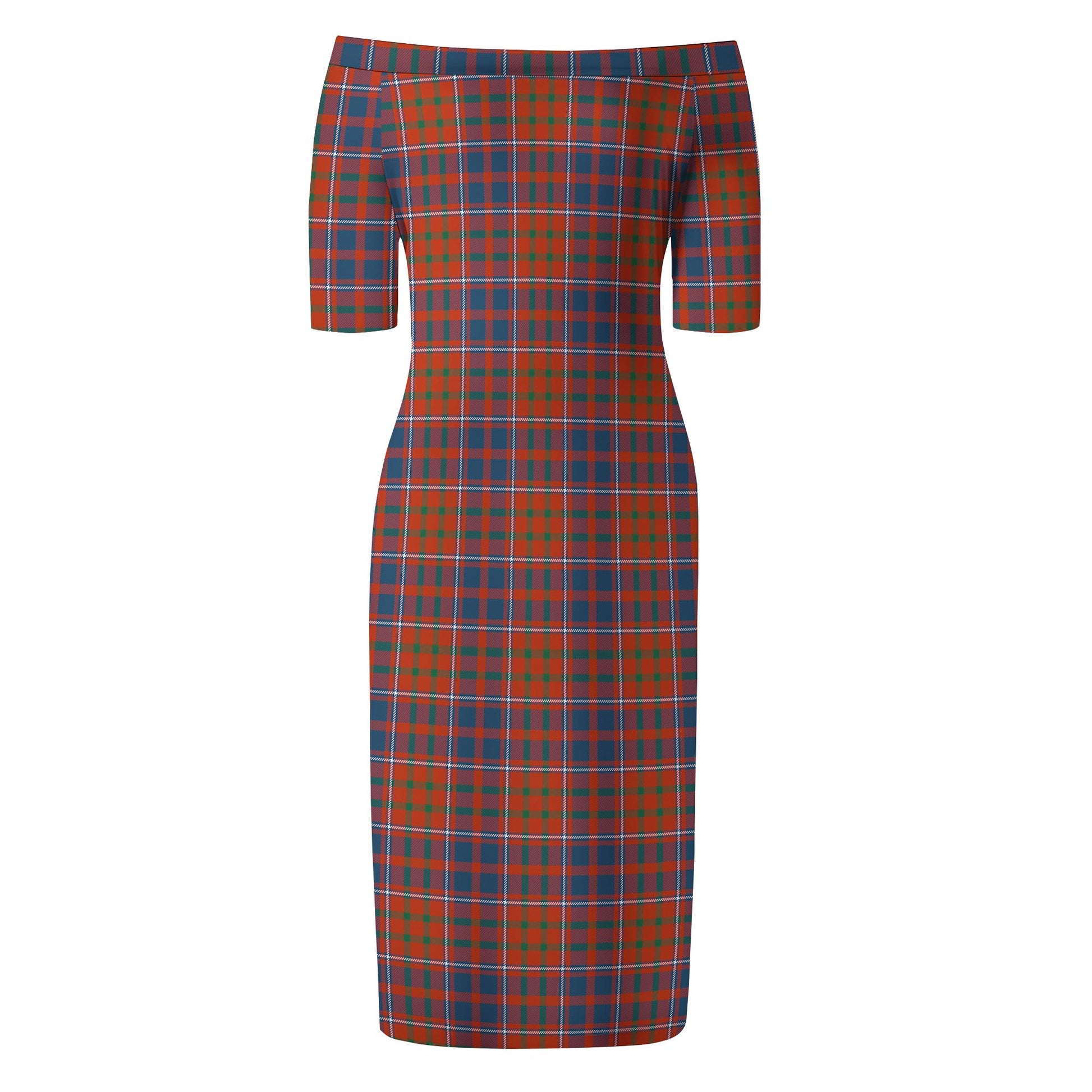 Cameron of Lochiel Ancient Tartan Off Shoulder Lady Dress - Tartanvibesclothing