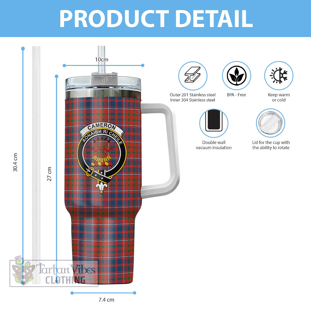 Tartan Vibes Clothing Cameron of Lochiel Ancient Tartan and Family Crest Tumbler with Handle