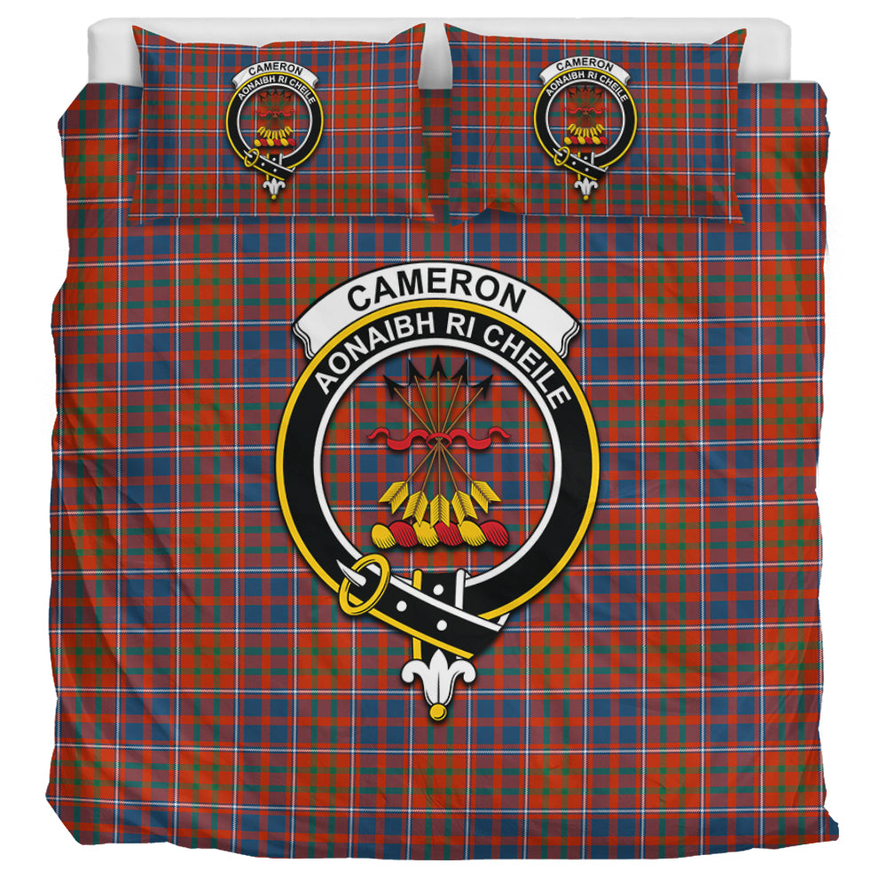 Cameron of Lochiel Ancient Tartan Bedding Set with Family Crest UK Bedding Set UK Super King 104*94 inch - Tartan Vibes Clothing